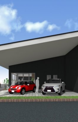 GF-Factory自動車整備工場とショールームの完成予想図